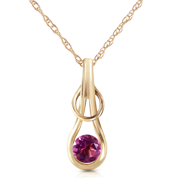 Galaxy Gold Products Jewelry - 14K. SOLID GOLD NECKLACE WITH NATURAL AMETHYST (Yellow Gold)